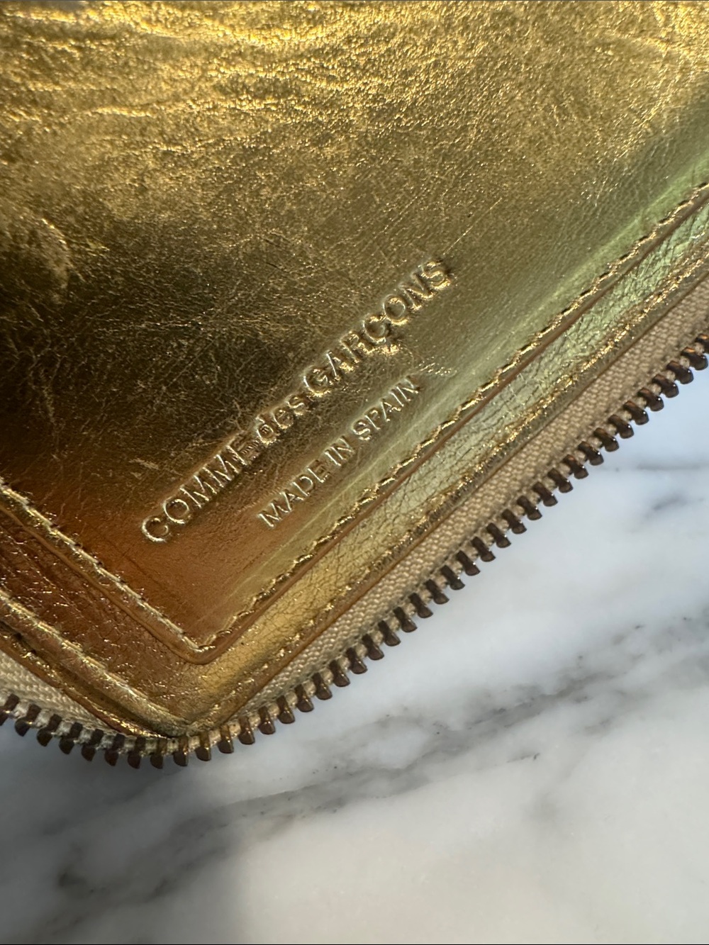 Comme des Garçons Gold Metallic Zip Wallet